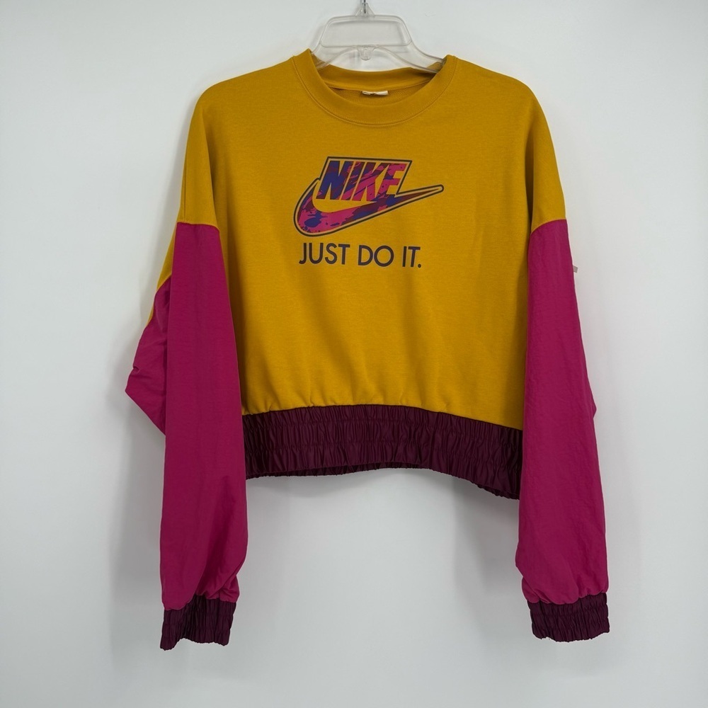 Nike Just Do It Swoosh Retro Nylon Terry Fleece Sweatshirt Size M DM6321-743 - Picture 10 of 10